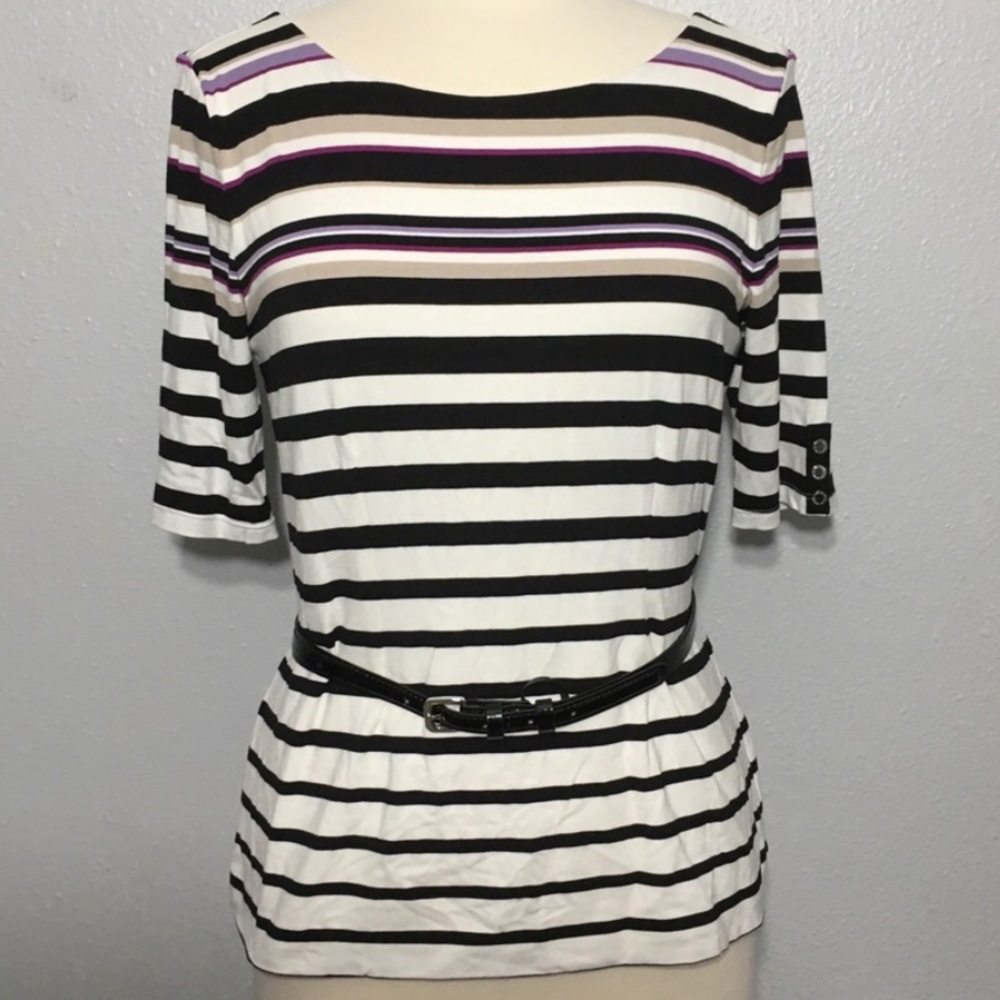 WHBM Striped Belted Top - Like New
